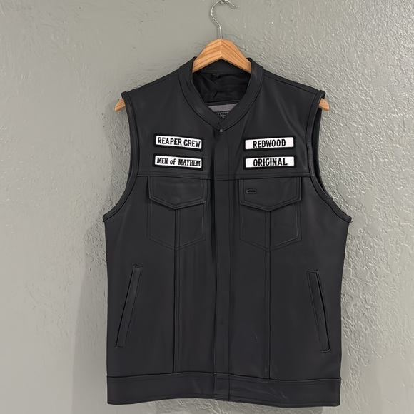 CHARLIE HUNNAM SONS OF ANARCHY TV SHOW LEATHER VEST size 40 - Picture 2 of 8